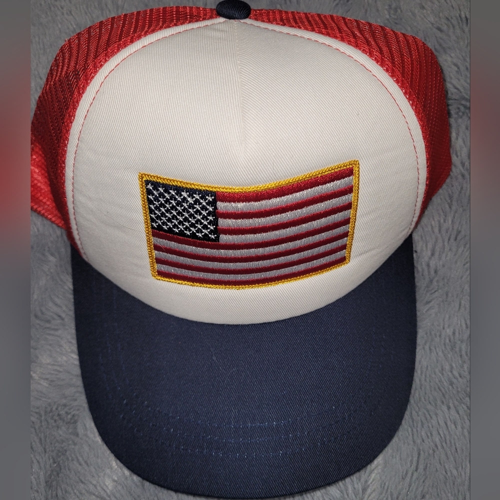 Red, white, and blue American flag hat